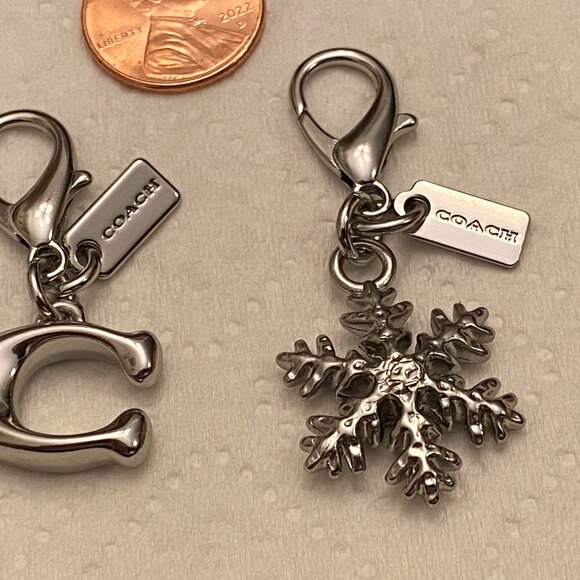 2 Auth COACH Hang Charms. Metal. For keyring, Zip pull, Bracelet Wallet etc NEW - Picture 2 of 5